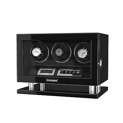 #ad LED Light Watch Winder For 3 Watches Fingerprint LCD Touch Screen Display Case $256.49