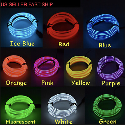 LED EL Wire Neon Glow String Strip Light Rope Controller Car Decor Dance Party $6.89