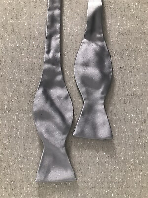 #ad Rare Brooks Brothers Solid Silver Self Tie Adjustable Bow Tie Silk NEW $24.99