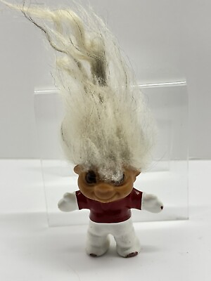 #ad Rare Vintage Troll Doll Red White Body Grey Hair $39.99