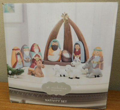 #ad St. Nicholas Square 13 Piece Nativity Set From Kohl#x27;s Open Box New $33.52