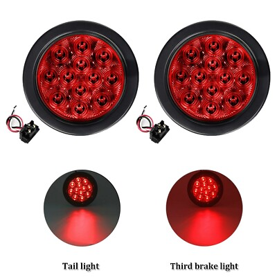 #ad 2x 4 Inch Round LED Truck Boat Trailer Stop Turn Tail Brake Lights Waterproof US $21.94