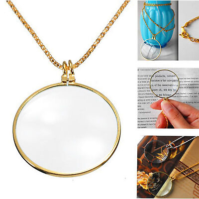 #ad Magnifying Glass Necklace 5x Monocle Magnifier with Long Zinc alloy Chain $7.74