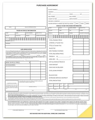 #ad Vehicle Purchase Agreement Form 2 Part 100 per pack $31.29