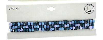 #ad Beautiful Beaded Boho Choker Necklace 12quot; long with 2.5quot; extender Blue $8.99