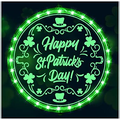 #ad St. Patricks Day Decoration Window Light Lighted Up Green LED Light Battery O... $14.75