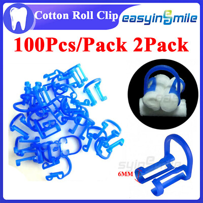 #ad 200Pcs Dental Disposable Cotton Roll Blue Clip Holder Isolate Teeth Easyinsmile $24.20