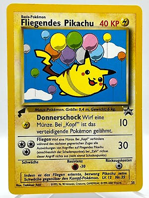 #ad Flying Pikachu #25 World Promo Black Star Vintage German Pokemon Card NM M $39.99
