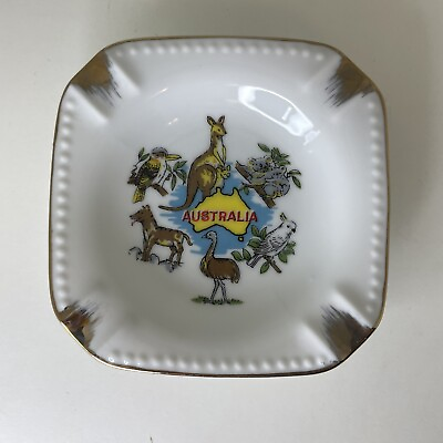 #ad Vintage Australia Ceramic Ashtray Souvenir Japan Ring Dish Kangaroo Koala EUC $19.99
