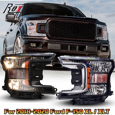 #ad Pair Headlights For Ford F150 2018 2020 Turn Signal Amber Reflector Front Lamps $358.99