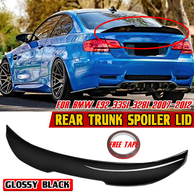 #ad For BMW E92 328i 335i 2007 2013 Rear Trunk Spoiler Wing Lip PSM Glossy Black $84.99