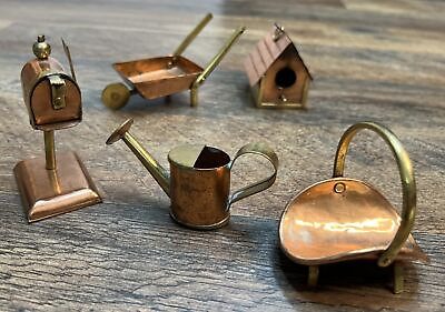 #ad Miniature Doll House Copper Accessories Wheelbarrow Birdhouse Mail Watering Can $19.99