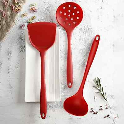 #ad 3Pcs Cooking Kitchenware Tool Silicone Utensils Set Non Stick Cookware Ladle $23.99