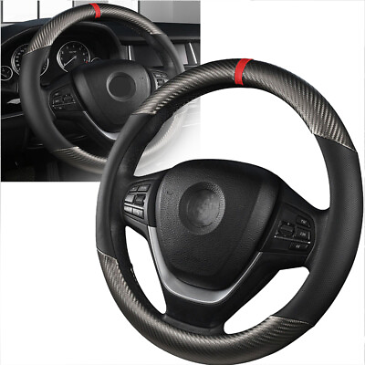 #ad For TOYOTA Carbon Fiber Leather Car Steering Wheel Cover Anti slip Accessories $12.99