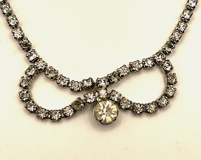 #ad Vintage Rhinestone Bow Collar Choker Necklace Bridal Wedding Jewelry $29.99