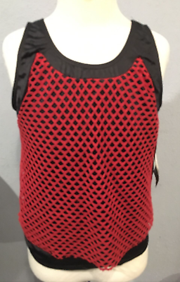 #ad Leo#x27;s Dancewear Two Tone Mesh Tank Top Shirt Black Red Style 13 16 2 SZ LA $17.00