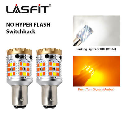LASFIT 1157 LED Turn Signal Light Bulbs Switchback Amber White Anti Hyper Flash $44.99