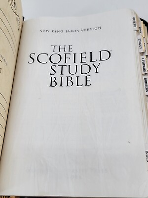 #ad Holy Bible Scofield Study System NKJV Oxford Red Letter Leather Vintage Tabbed $19.97