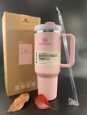 #ad 2024 Stanley Cup 40oz Pink Gift Quencher H2.0 Stanley Tumbler Double $37.59
