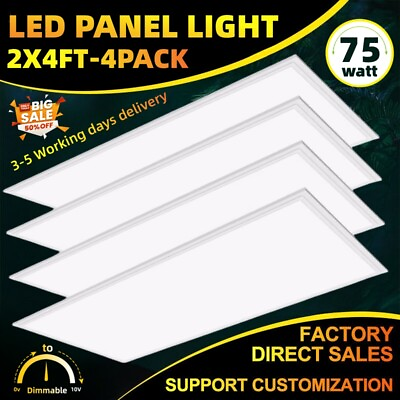 #ad LED Flat Panel Light 2X4 FtWhite LED Drop Ceiling Office Lights75W=300W Indoor $197.00