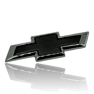 #ad For Silverado Tahoe Universal Bowtie Steering Wheel Emblem Badge 3D Chrome Black $19.99