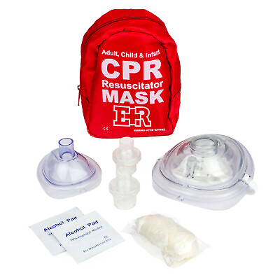 #ad Ever Ready First Aid Adult and Infant CPR Mask Combo Kit with 2 Valves $8.95