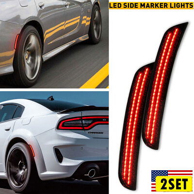 #ad 4x Smoked Led Rear Red Side Marker Lights Right Left For Dodge Charger 2015 2020 $32.47