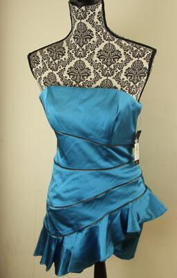 #ad Jill Stuart Dress Size 4 Blue Strapless Mini Tiered Ruffles Cocktail New $31.49