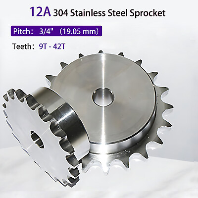 #ad #60 12A Chain Drive Sprocket Wheel Teeth 9T 42T Pitch 3 4quot; 304 Stainless Steel $17.85