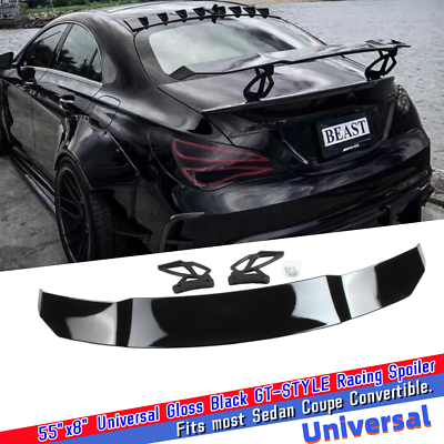 #ad 55quot;Universal Rear GT Style Racing Spoiler Wing Gloss Black For AUDI HONDA LEXUS $99.92