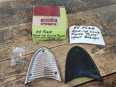 #ad 1955 1956 Ford Fairlane back up light block off finish plate amp; gasket B5A 15514E $29.95