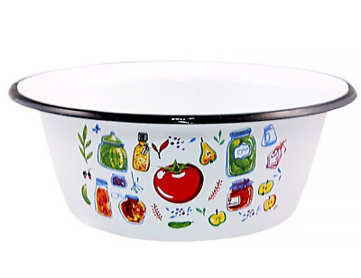 #ad Patterned Enameled Mixing Bowl Fruit Veggie Enamel Bowl Made in Russia 1.6 qt $17.95