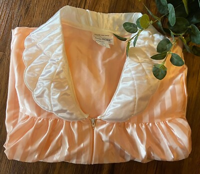 #ad NWT Vintage JC Penny LargeWomens Misses Long Robe Medium Zip Pink Nightgown $25.99