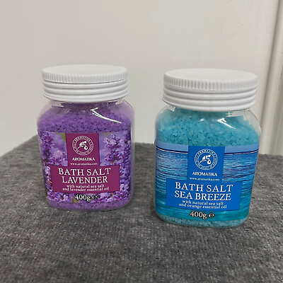 #ad 2 Pk Lot Sea Breeze Lavender Aromatherapy Anti Stress Skin Bath Salt Set 400g ea $6.99