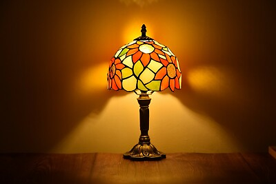 #ad Retro Tiffany Table Lamp Sunflower Style Stained Glass Bedside Lamp H 18quot; H 14quot; $89.99