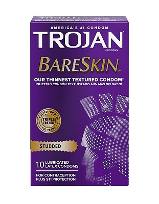 #ad Trojan Studded Bareskin Lubricated Condoms 10 Count $8.70