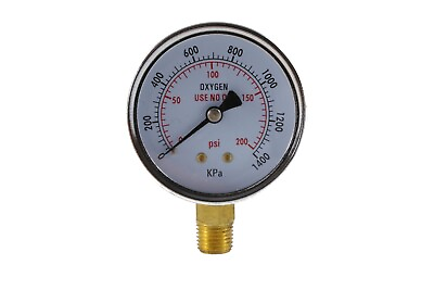 #ad Low Pressure Gauge for Oxygen Regulator 0 200 psi 2.5 inches 1 4quot; NPT $15.90