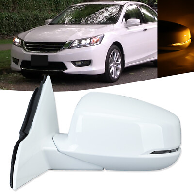 #ad Left White Side Mirror W Heated Signal Light Driver For 2013 2017 Honda Accord $94.99