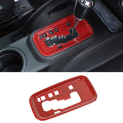 #ad Gear Shift Panel Decor Cover Trim Bezel Red Carbon For Jeep Wrangler JK 2011 17 $14.65