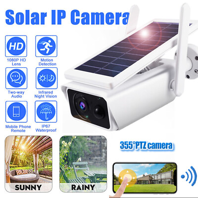 #ad Solar Battery Powered Wireless WiFi Outdoor Pan Tilt Home Security Camera System $65.92