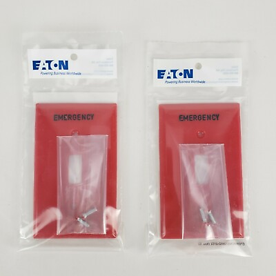 Lot of 2 Red Emergency One Gang Wall Plate Switch Plate Cover EM5134RD F LQ $9.49