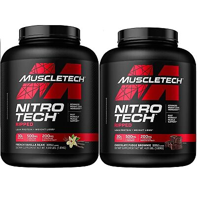 #ad MuscleTech Nitro Tech Ripped Lean Whey Protein Isolate Weight Loss Powder 4 lbs $57.49