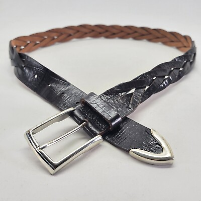#ad Fullum amp; Holt Braided Leather Belt 36 Brown 03377B Made in Canada $22.95