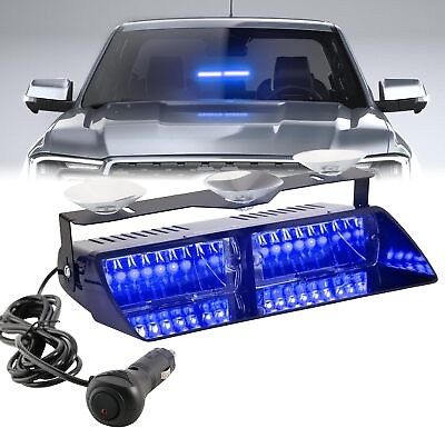 #ad Universal 16 LED 12V Car LED Dash Windshield Visor Safety Signal Light Blue USA $19.84