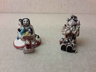 #ad 2 Mini Native American Style Storytelling Figurines Man And Woman $42.20
