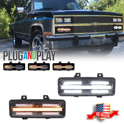 #ad 2X Chrome Switchback LED DRL Signal Lights For Chevy GMC Van Jimmy Pickup Truck $79.99