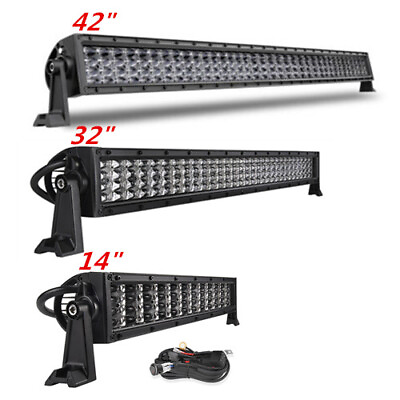 #ad 14quot; 32quot; 42quot; LED Light Bar Quad Row Spot Flood Combo Driving Fog Lamp For Jeep US $139.99