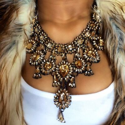 #ad Hot Fashion Women Crystal Choker Chunky Statement Bib Collar Necklace Pendants $15.99