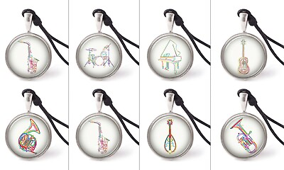 #ad Music Instrument Neon Art Necklace Pendants Pewter Silver Jewelry JNP $9.99