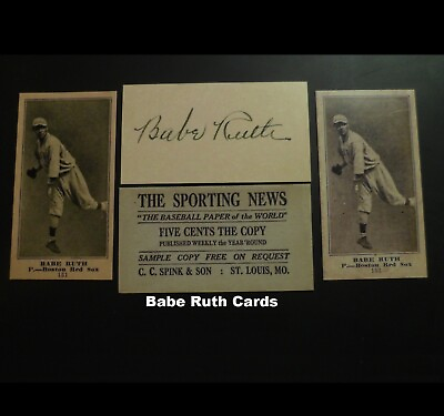 #ad 1916 Babe Ruth Rookie Vintage Style Promo Cards Set of 2 Different Backs MLB HOF $5.49